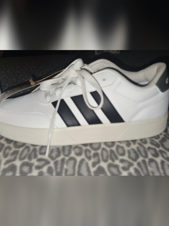 adidas Shoes - Addidas White Sneakers with Black Stripes